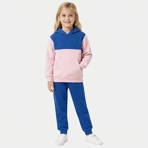 Ensemble jogging bleu et rose