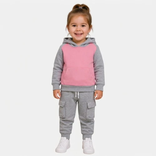 Ensemble de jogging gris et rose